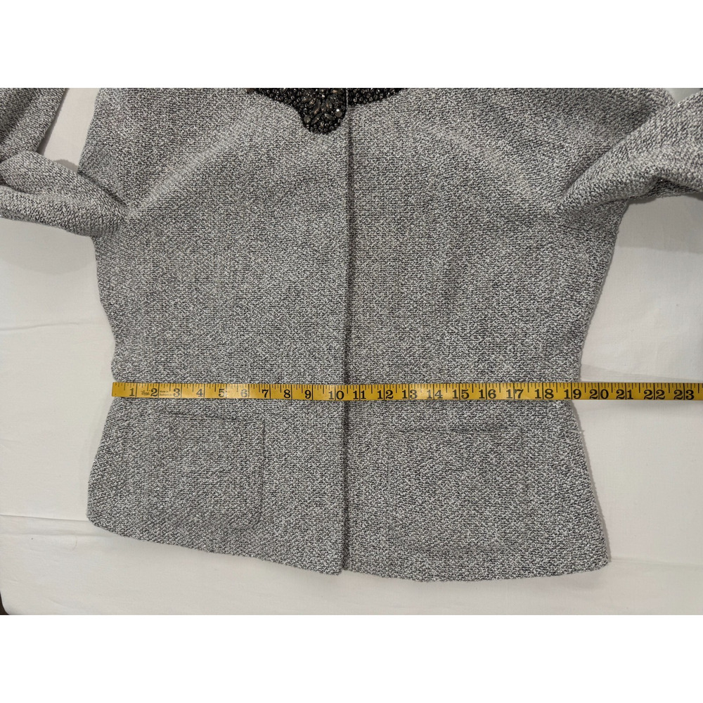 Lafayette 148 Embellished Snap Jacket Metallic Silver Tweed Sz 14 Party MOB MOG - Picture 8 of 13